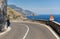 A winding and narrow road on the Amalfi Coast between Positano and Amalfi. Campania