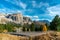 The winding road through the beautiful landscape at the Sella mountains pass