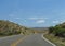Winding road through picturesque landscape in Wyoming