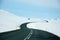 Winding road, snow, blue sky, Dettifoss, Iceland