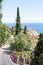 Winding road to the old town of Taormina in Sicily, Italy