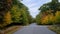 Winding Rural Road Intersection With Fall Foliage