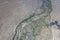 Winding shoals of Tekapu river in barren country, near Pukaki,  New Zealand