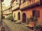 Winding street in Eguisheim.