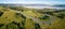 Winding switchback road in Poland. Wide panorama