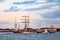 Windjammer on the Baltic Sea in Warnemuende, Germany