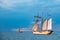 Windjammer on the Baltic Sea in Warnemuende, Germany