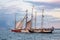 Windjammer on the Baltic Sea in Warnemuende, Germany