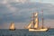 Windjammer on the Baltic Sea in Warnemuende, Germany