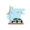 windmill air power with cars sedan transportation