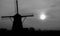 Windmill black and white Kinderdijk