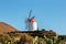 Windmill in cactus garden, Guatiza village, Lanzarote, Canary islands
