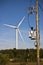 Windmill and electrical substation