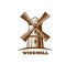 Windmill emblem, flour production hand drawn icon