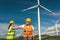 Windmill engineers shake hand new normal social distancing