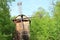 Windmill in forest in open-air museum