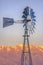 Windmill in front of golden Timpanogos mountains