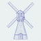 Windmill. Hand drawn sketch. Vector illustration isolated on notebook sheet background.