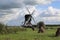 Windmill and hay bales at Kinderdijk, Holland