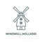 Windmill,holland vector line icon, linear concept, outline sign, symbol