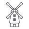 Windmill,holland vector line icon, sign, illustration on background, editable strokes