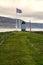 Windmill and Icelandic flag in Vigur island, Iceland