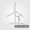 Windmill icon black and white outline drawing. Modern technologies. Alternative energy sources