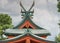 Windmill like roof structure at Fushimi Inari Taisha Shinto Shrine.