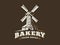 Windmill logo - vector illustration. Bakery emblem on dark background