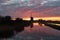 Windmill with morning red, De Rietveldse Molen, Hazerswoude Dorp