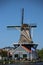 Windmill named De Salamander along river Vliet in Leidschendam, which saws timber on the Wind.