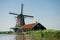 Windmill near the river at Zaanse Schans, Holland