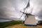 Windmill in Portuguese Mountain. Moinho de vento em paisagem Portuguesa.