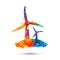 Windmill of splash paint. Wind energy symbol