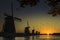 Windmill sunrise silhouette