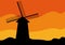 Windmill on sunset