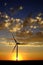 Windmill at Sunset Generating Sustainable Power