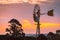 Windmill at sunset in rural South Australia