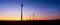 Windmill at Sunset . Wind turbines farm .