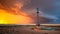 Windmill in a Thunderstorm at Sunset