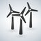 Windmill turbine icon. Drop shadow silhouette symbol. Wind eco energy. Vector isolated illustration.