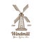Windmill vintage line art logo