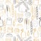 Windmill,  wheat flour and bread. Vector seamless pattern