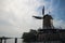 Windmill Windlust in Nieuwerkerk aan den IJssel with flags national Windmill day in the Netherlands