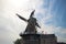 Windmill Windlust in Nieuwerkerk aan den IJssel with flags national Windmill day in the Netherlands