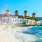 Windmillls of Mykonos on the coast of Aegean Sea