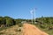 Windmills along the contry road