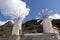 Windmills on the approach to the Lasithi Plateau in the Lasithi region of Crete. October 2017