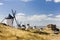 windmills with castle, Consuegra, Castile-La Mancha, Spain