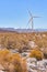 Windmills in Dry desert in southern california USA on bright hot day in summer